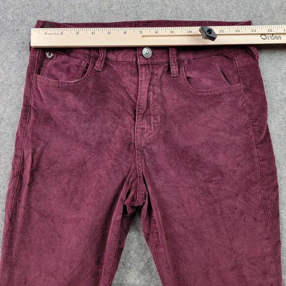 True Religion Jeans Womens 27 Burgundy Jennie Midrise Velveteen Skinny Stretch - Picture 15 of 16